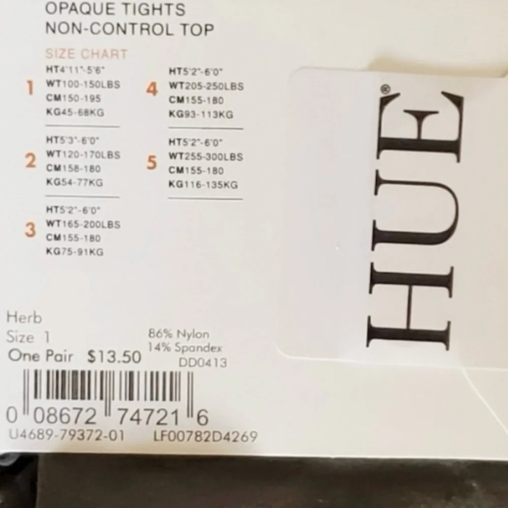 Hue Green Tights 3 for 15 SALE CLEARANCE Opaque Herb Green Size 1 Small